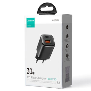 Joyroom (JR-TCF08EU) - Incarcator Retea, 30W, 1xUSB-C, 1xUSB-A, PD, QC 3.0, Black