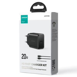 Joyroom (JR-TCF06) - Incarcator Retea + Cablu Lightning, 20W, 1xUSB-C, PD, Black