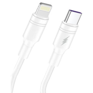 Maxcell (SJX-211) - Cablu Date si Incarcare, USB-C la Lightning, 5A, 1m, White