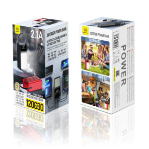 Maxcell (PJ0099) - Baterie Externa, PowerBank, 2.1A, 120.000mAh, 6 porturi iesire, Laterna 24 LED-uri, Digital Display